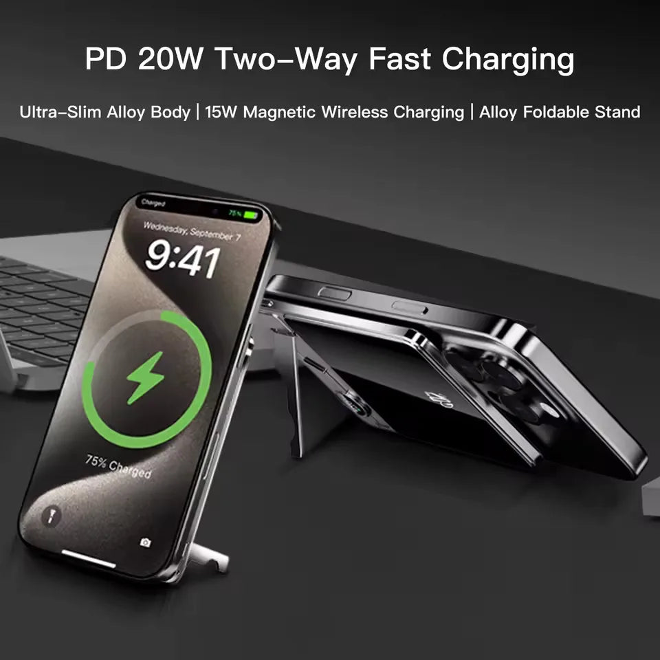 Ultra-Thin Magnetic Power Bank – Wireless Fast Charging