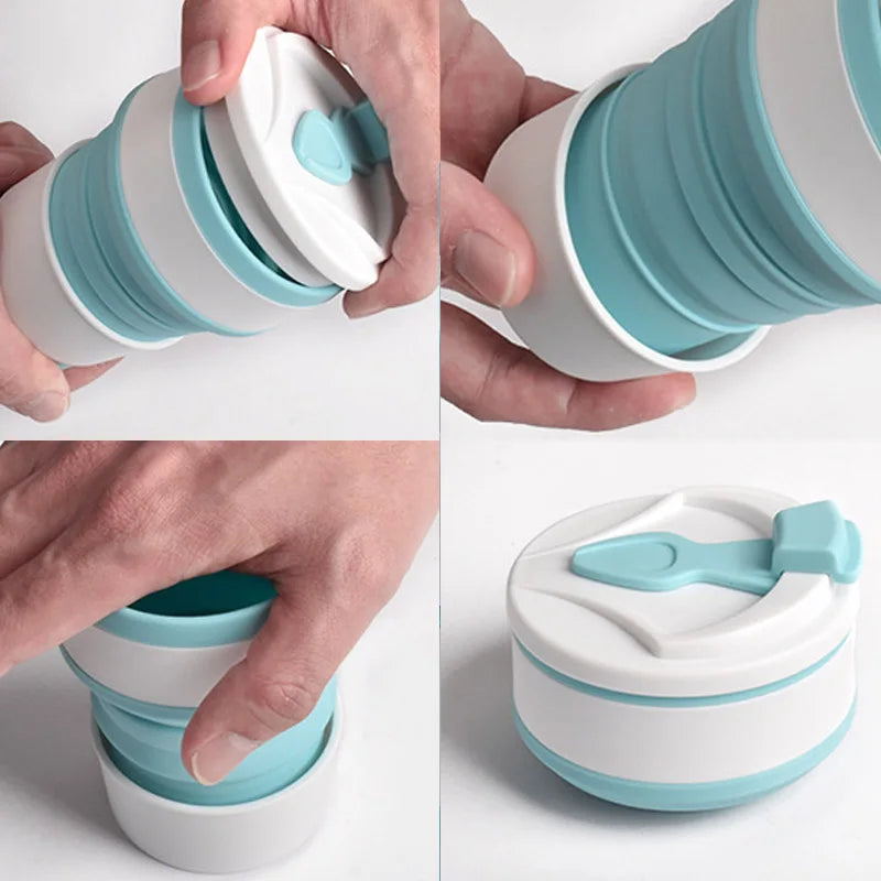 350/500ml Collapsible Silicone Travel Cup – Portable Coffee & Water Cup with Lid