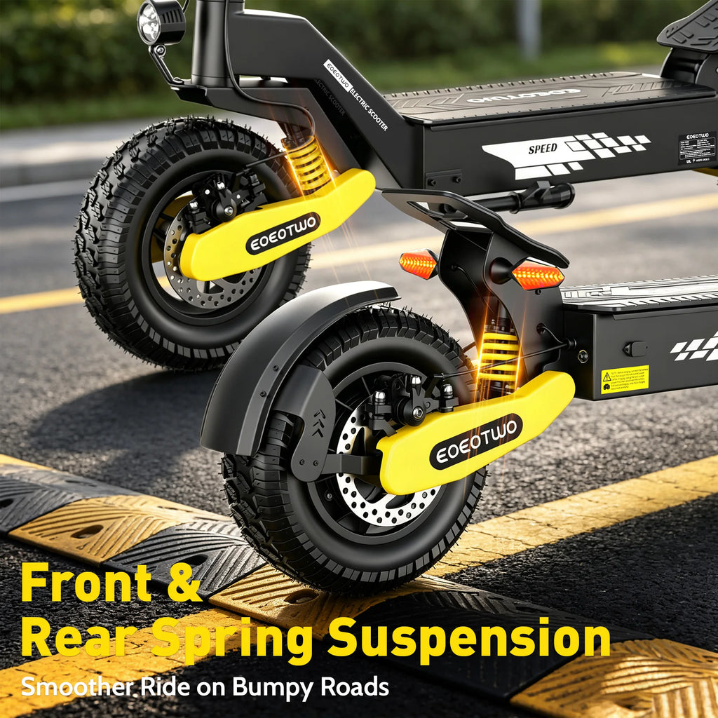 EOEOTWO 1200W Foldable Off-Road E-Scooter
Hit the trails at 30 MPH. This high-speed adult scooter packs a 48V long-range battery and rugged 11-inch tubeless tires into a durable, folding frame.