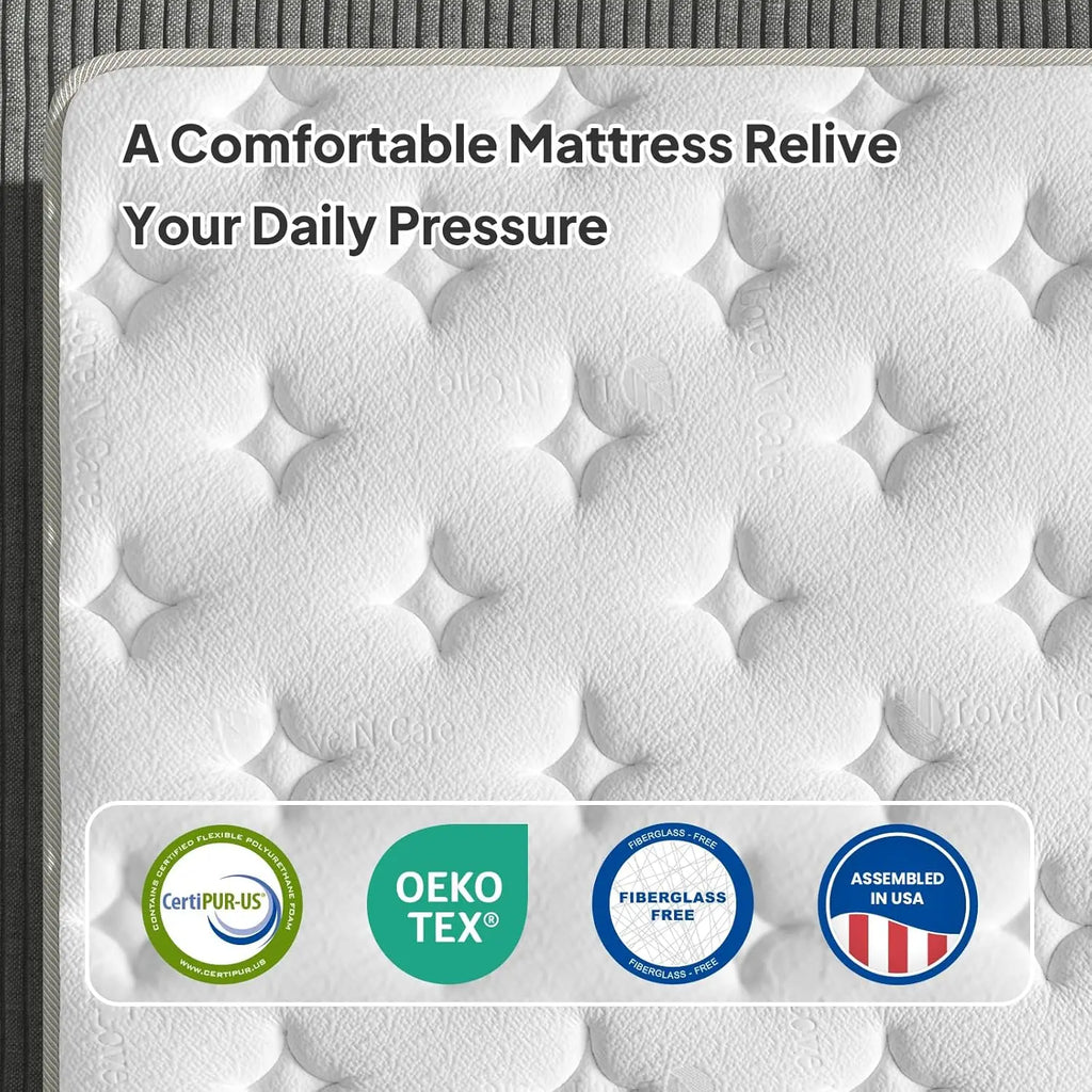 BedStory 14" Gel Memory Foam & Spring Hybrid Mattress