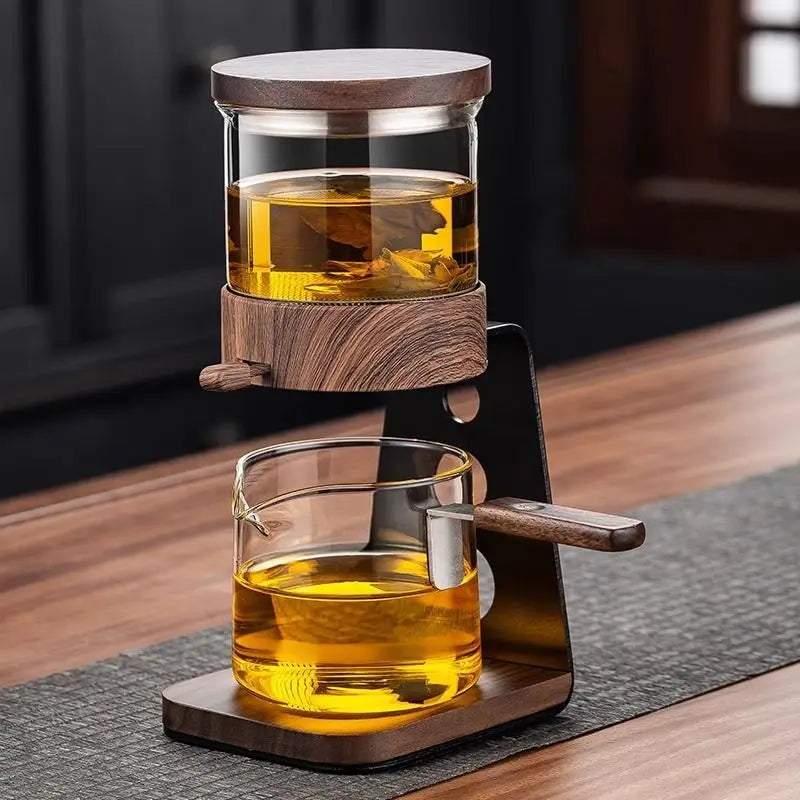 Semi-Automatic Kung Fu Glass Tea Set – Magnetic Drip Teapot with Infuser & Teacups