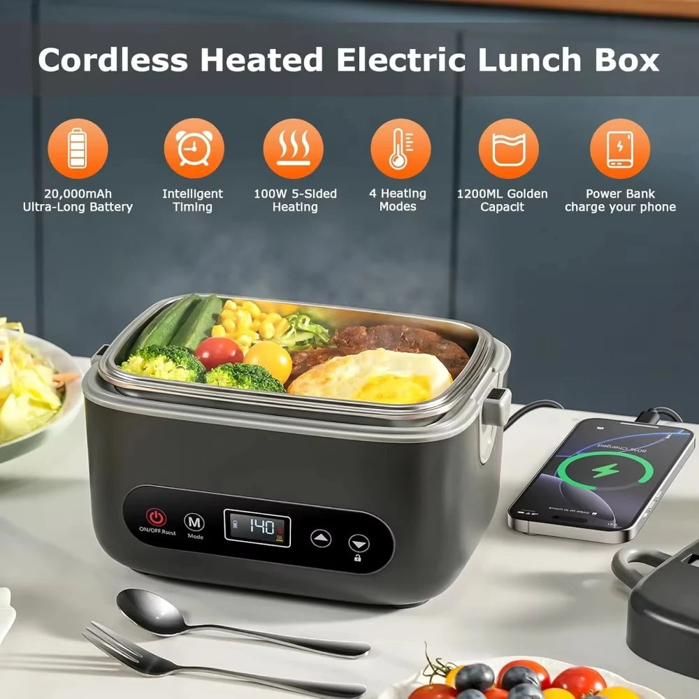 Rechargeable 100W Smart Electric Bento Box
Heat your food cord-free. This 12000mAh portable food heater features a programmable timer for perfectly warm meals at work, travel, or outdoors. A premium and practical gift for adults.