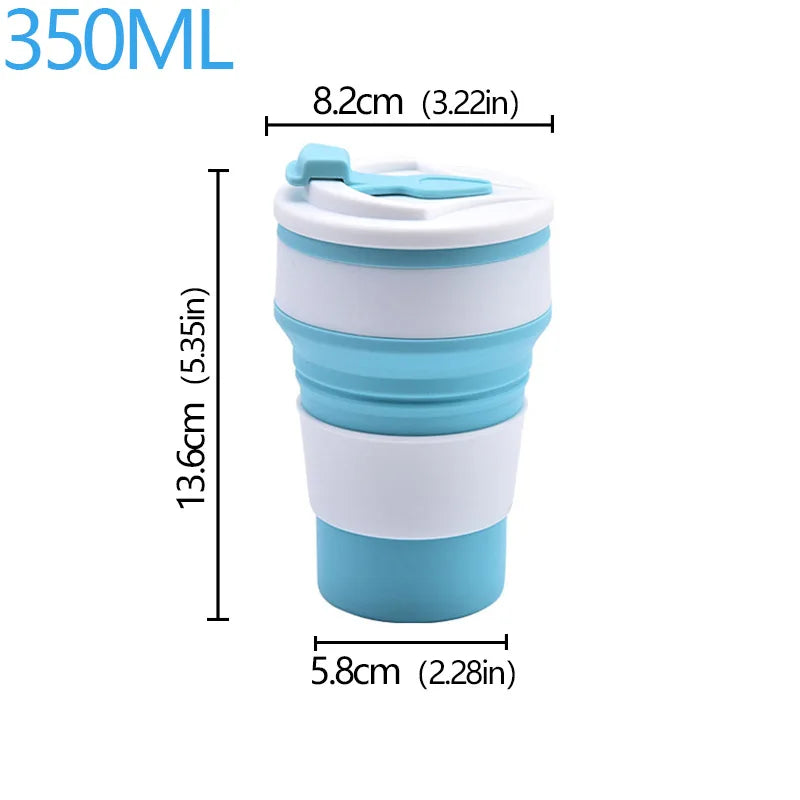 350/500ml Collapsible Silicone Travel Cup – Portable Coffee & Water Cup with Lid