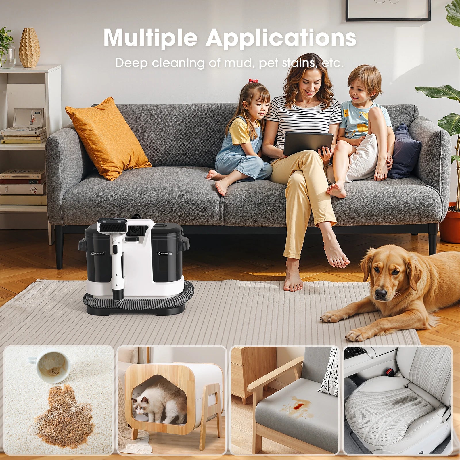 Lubluelu V6 Spot Cleaner (15000Pa): Compact Dual-Tank Pet & Auto Upholstery Vacuum.