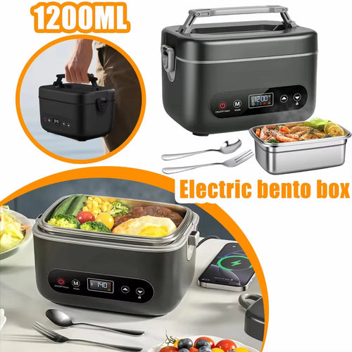 100W Rechargeable Electric Lunch Box – 12000mAh Battery, Smart Timer & Cordless Heating