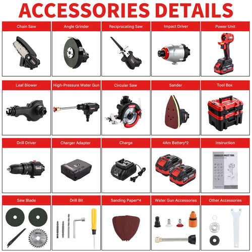 9-in-1 Brushless 20V MAX Power Tool Combo
One base, nine ultimate tools. Seamlessly swap between drilling, cutting, sanding, and cleaning. Complete with 2x high-capacity 4.0Ah batteries to keep you working without interruption.