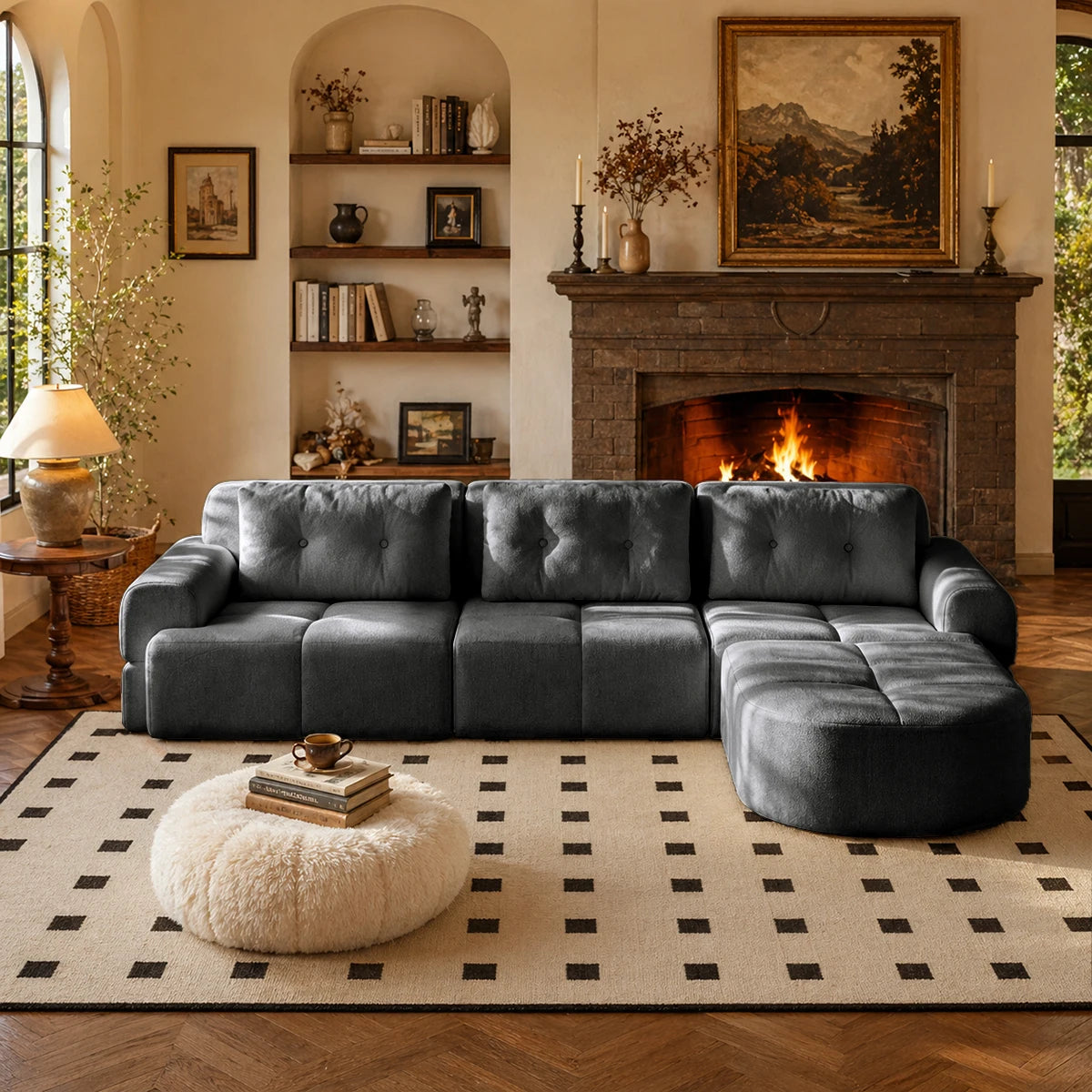 112.2” Modular Sectional Sofa – L-Shaped Couch with Chaise
