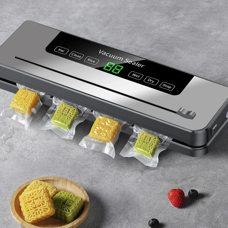 Electric Food Vacuum Sealer – Dry/Wet with Built-In Cutter