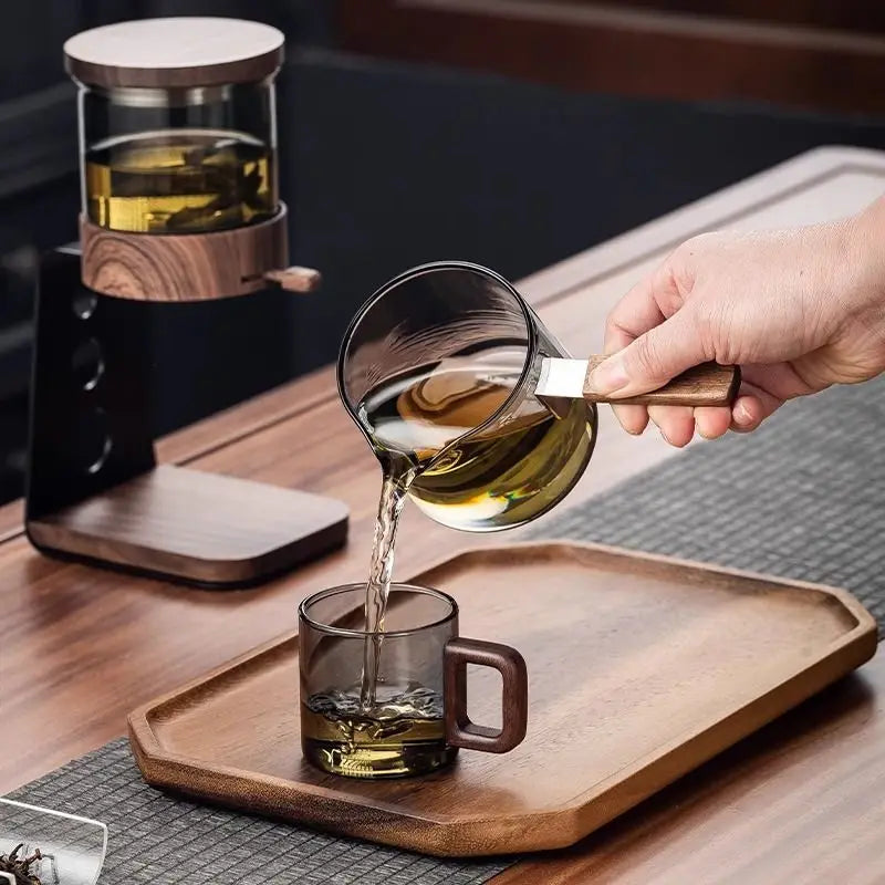 Semi-Automatic Kung Fu Glass Tea Set – Magnetic Drip Teapot with Infuser & Teacups