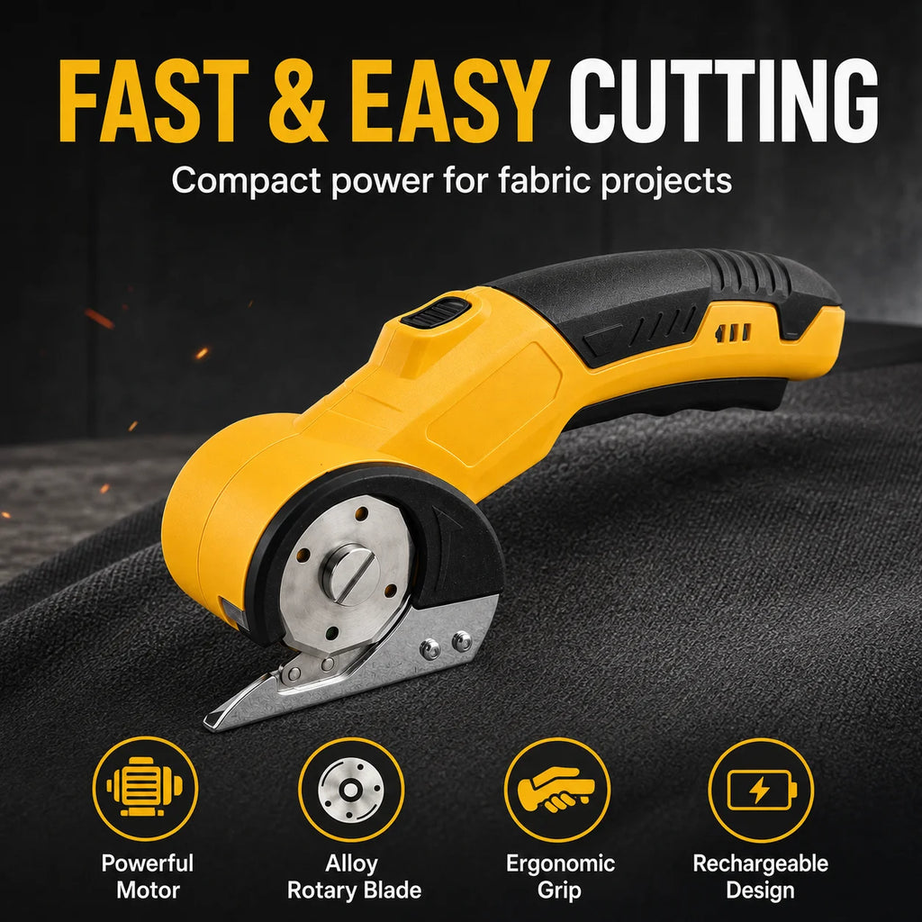 Rechargeable LED Fabric Cutter & Rotary Scissors
Say goodbye to hand fatigue. These cordless electric scissors provide precise, illuminated cuts through everything from delicate fabrics to tough leather and carpet. Your ultimate tailoring companion.