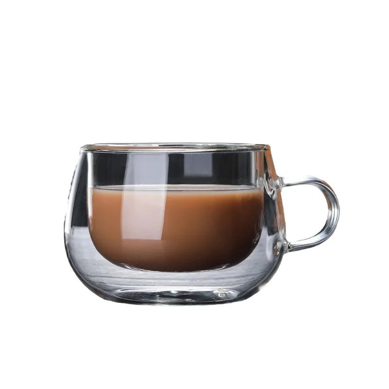 150ml Double-Wall Insulated Glass Coffee Mug – Heat-Resistant Cup for Espresso, Tea & Milk