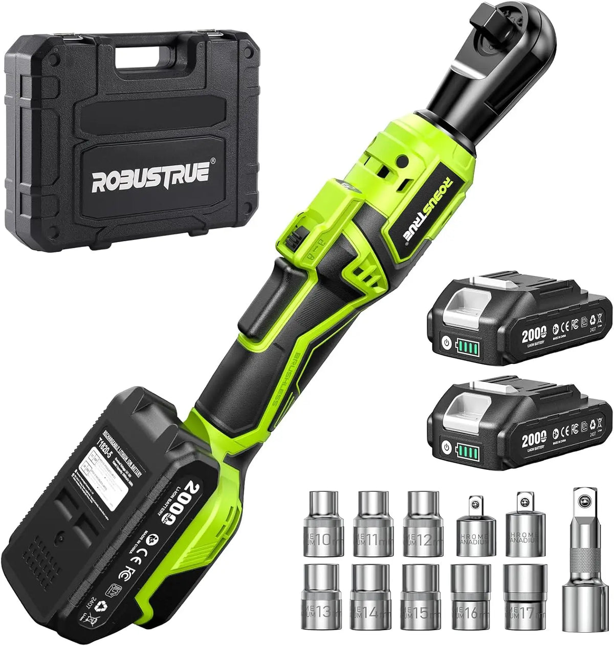 Robustrue 1/2" Cordless Electric Ratchet Wrench Kit