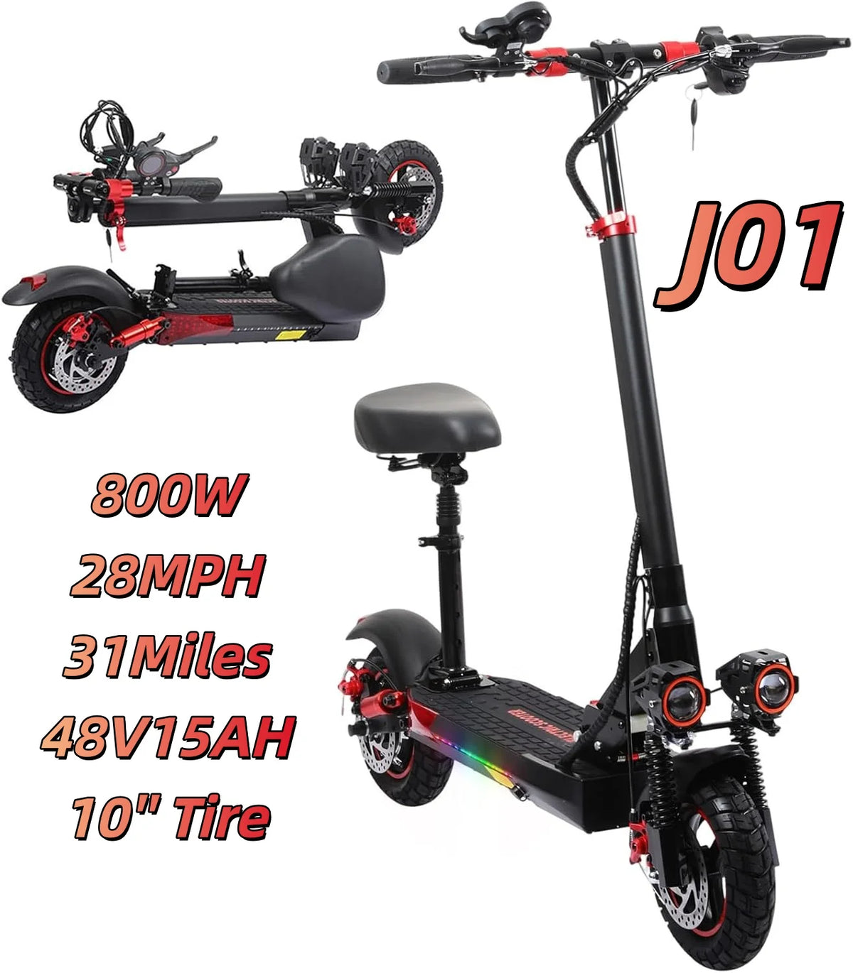 EOEOTWO 1200W Off-Road Electric Scooter – 30 MPH, 48V Battery & 11" Tubeless Tires
