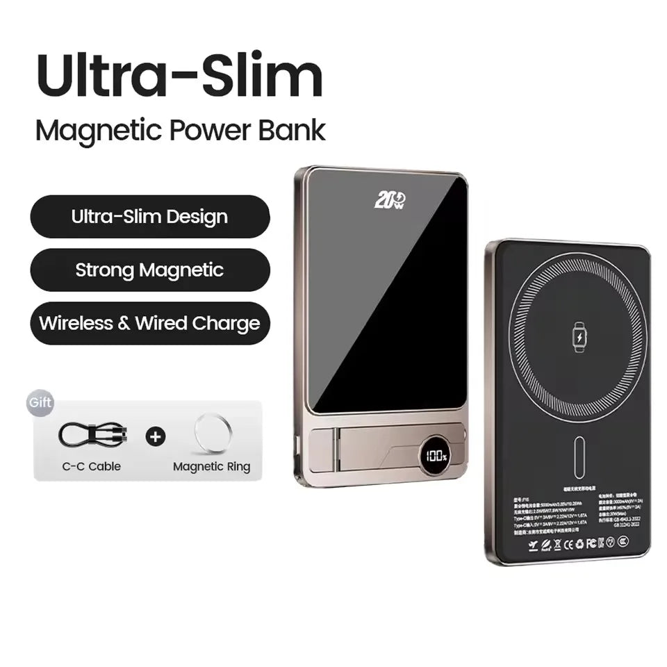 Ultra-Thin Magnetic Power Bank – Wireless Fast Charging