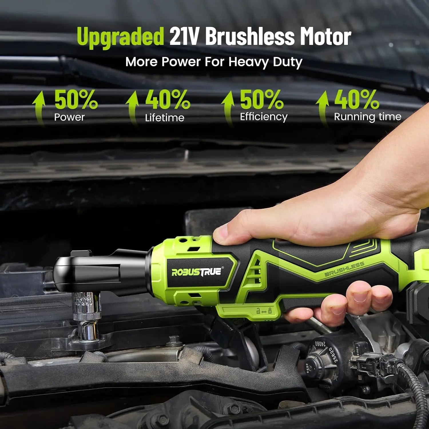 Robustrue 1/2" Cordless Electric Ratchet Wrench Kit