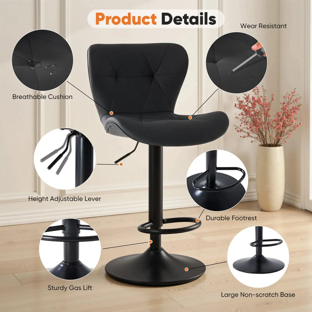 JHK Faux Leather Swivel Dining Chairs (Set of 2)