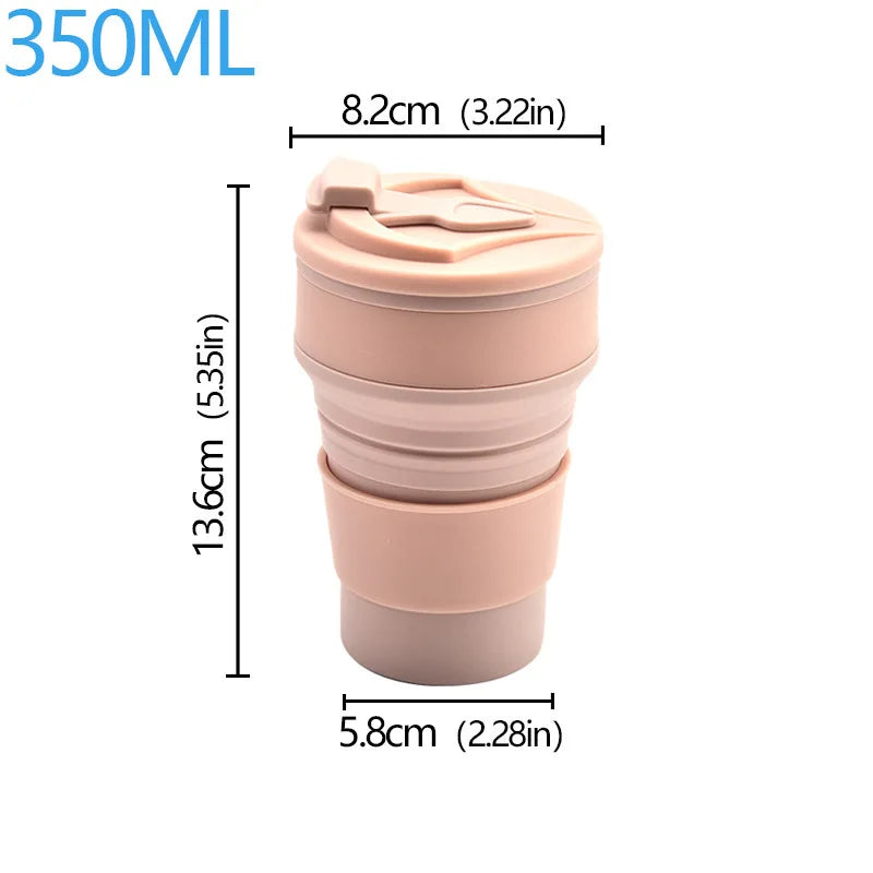 350/500ml Collapsible Silicone Travel Cup – Portable Coffee & Water Cup with Lid