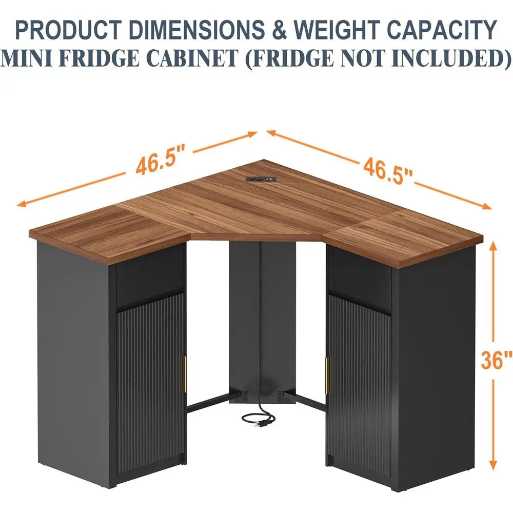 L-Shaped Liquor Cabinet & Coffee Bar with Fridge Space
Elevate your home entertaining. This versatile L-shaped corner station offers built-in storage for your favorite wine and spirits, plus a dedicated space to seamlessly slide in your mini-fridge.
