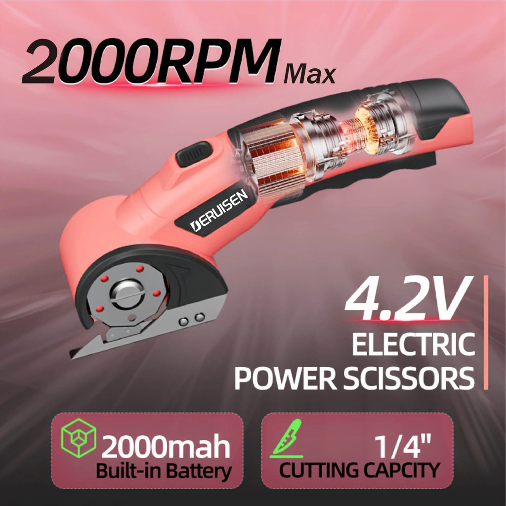 USB Rechargeable Electric Scissors – Cordless Cutter with Safety Lock for Fabric, Leather & Cardboard