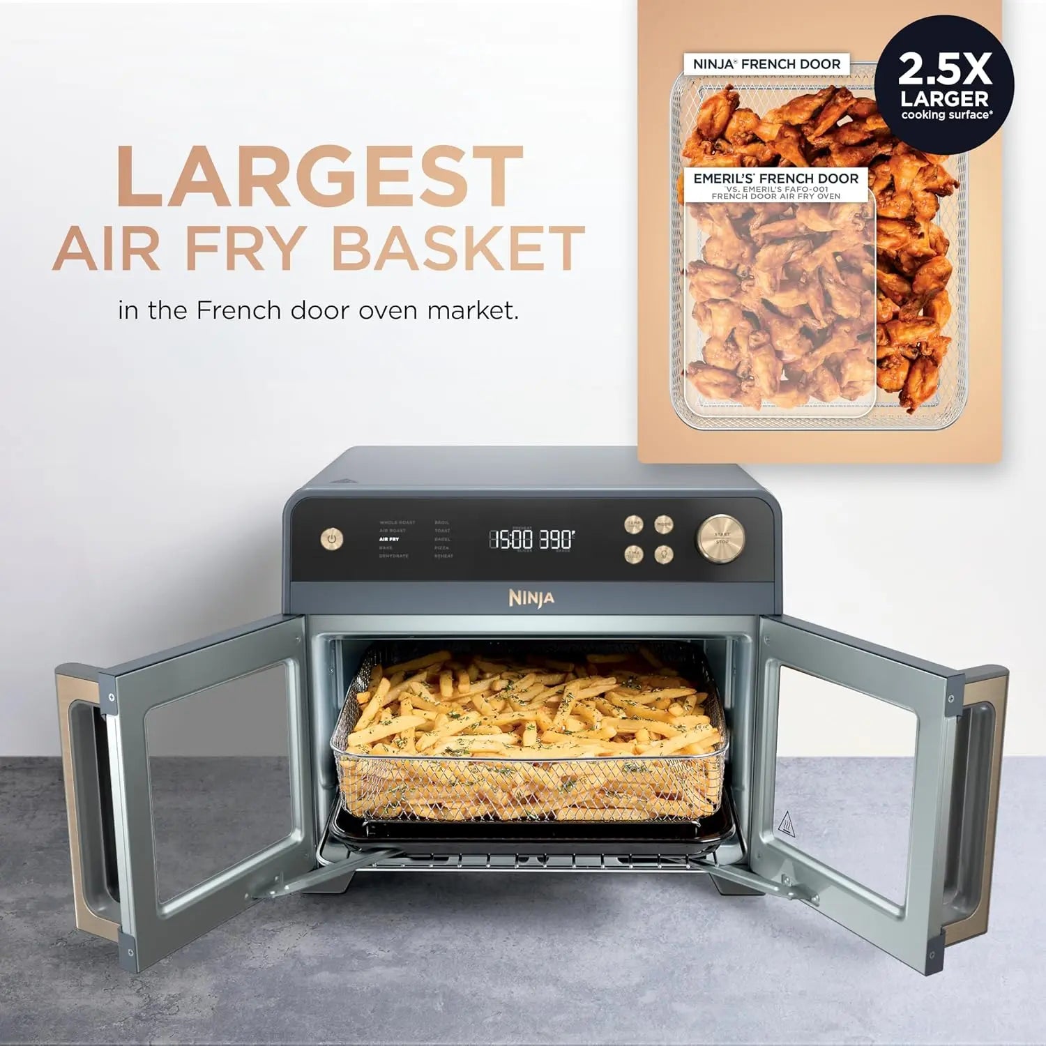 10-in-1 PFAS-Free Air Fryer Oven (20.3 Qt)
Your ultimate kitchen workhorse. Enjoy a family-sized 20.3-quart capacity, safe PFAS-free accessories, and 10 cooking functions in one sleek appliance. Fully dishwasher-safe.