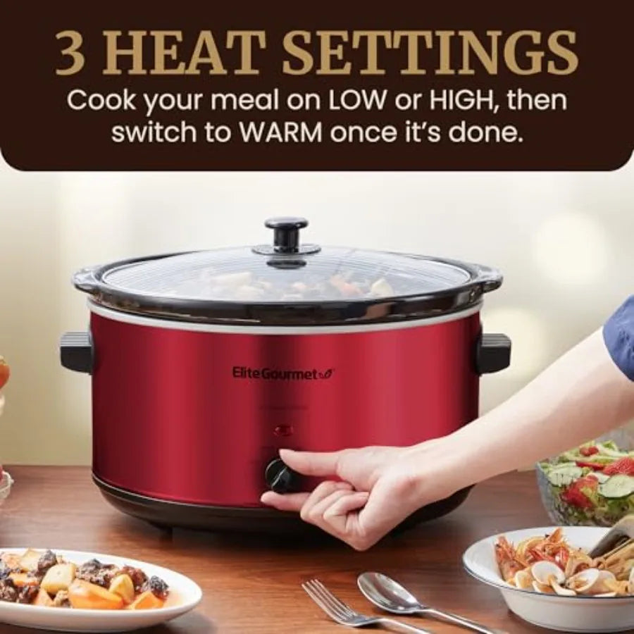 8.5-Quart Jumbo Ceramic Slow Cooker (Adjustable Temp)
Effortlessly prepare large meals with this high-capacity slow cooker. Featuring a durable metal exterior, removable ceramic crock, and dishwasher-safe lid—perfect for everything from hearty spareribs t