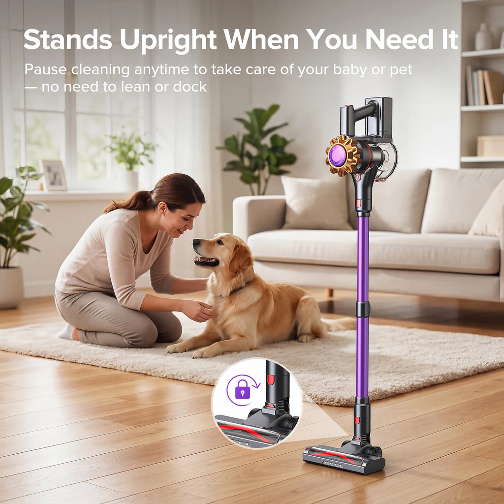 Lubluelu P7 Cordless Vacuum, 35KPA Powerful Suction, Lightweight, Anti-Tangle Brush, Perfect for Home & Pet Hair.