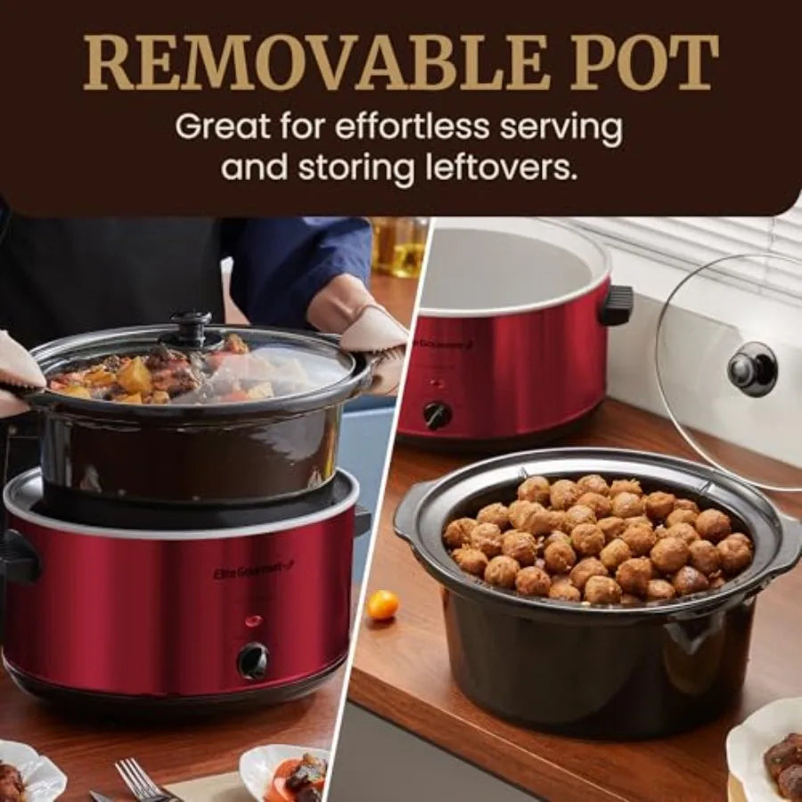 8.5-Quart Jumbo Ceramic Slow Cooker (Adjustable Temp)
Effortlessly prepare large meals with this high-capacity slow cooker. Featuring a durable metal exterior, removable ceramic crock, and dishwasher-safe lid—perfect for everything from hearty spareribs t