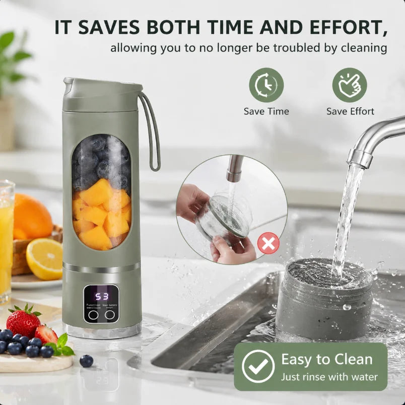 Portable Blender 450ml – 3-Speed USB Rechargeable Juicer for Smoothies & Shakes