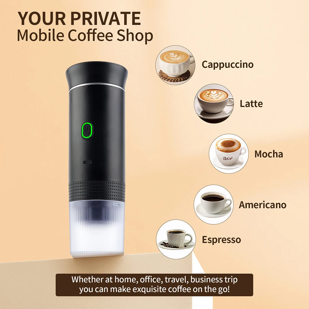 Wireless 3-in-1 Travel Espresso Maker
Enjoy fresh espresso on the go. This portable, electric coffee machine brews capsules or grounds anywhere, making it the perfect companion for road trips, camping, and everyday use.