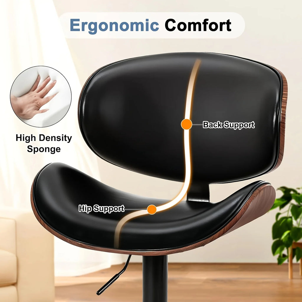 Modern Adjustable Ergonomic Bar Stool Set
Dine and drink in total comfort. These sleek PU leather bar stools feature an adjustable gas lift, ergonomic backrest, and footrest. Available in sets of 2 or 4 to perfectly fit your space.