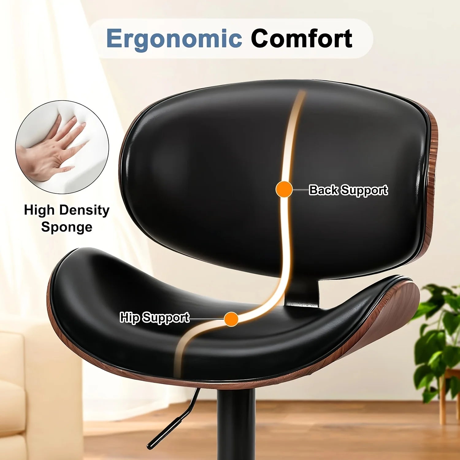 Modern Adjustable Ergonomic Bar Stool Set
Dine and drink in total comfort. These sleek PU leather bar stools feature an adjustable gas lift, ergonomic backrest, and footrest. Available in sets of 2 or 4 to perfectly fit your space.