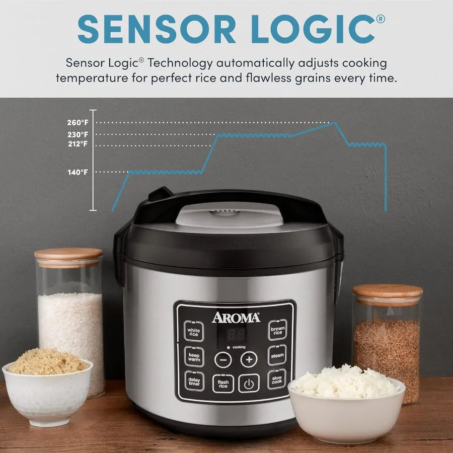 20-Cup Digital Rice & Slow Cooker (Stainless Steel)
Master your meal prep. This large-capacity digital cooker flawlessly prepares massive batches of rice, steams proteins, and slow-cooks hearty meals all in one sleek stainless steel appliance.