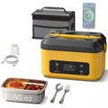 Portable heated lunch box with a 40oz stainless steel container, leakproof design, and built-in power bank for work, school, or travel.
