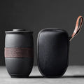 Japanese-Style Ceramic Tea Cup – Portable Tea Mug with Infuser Filter & Lid for Home, Office & Travel