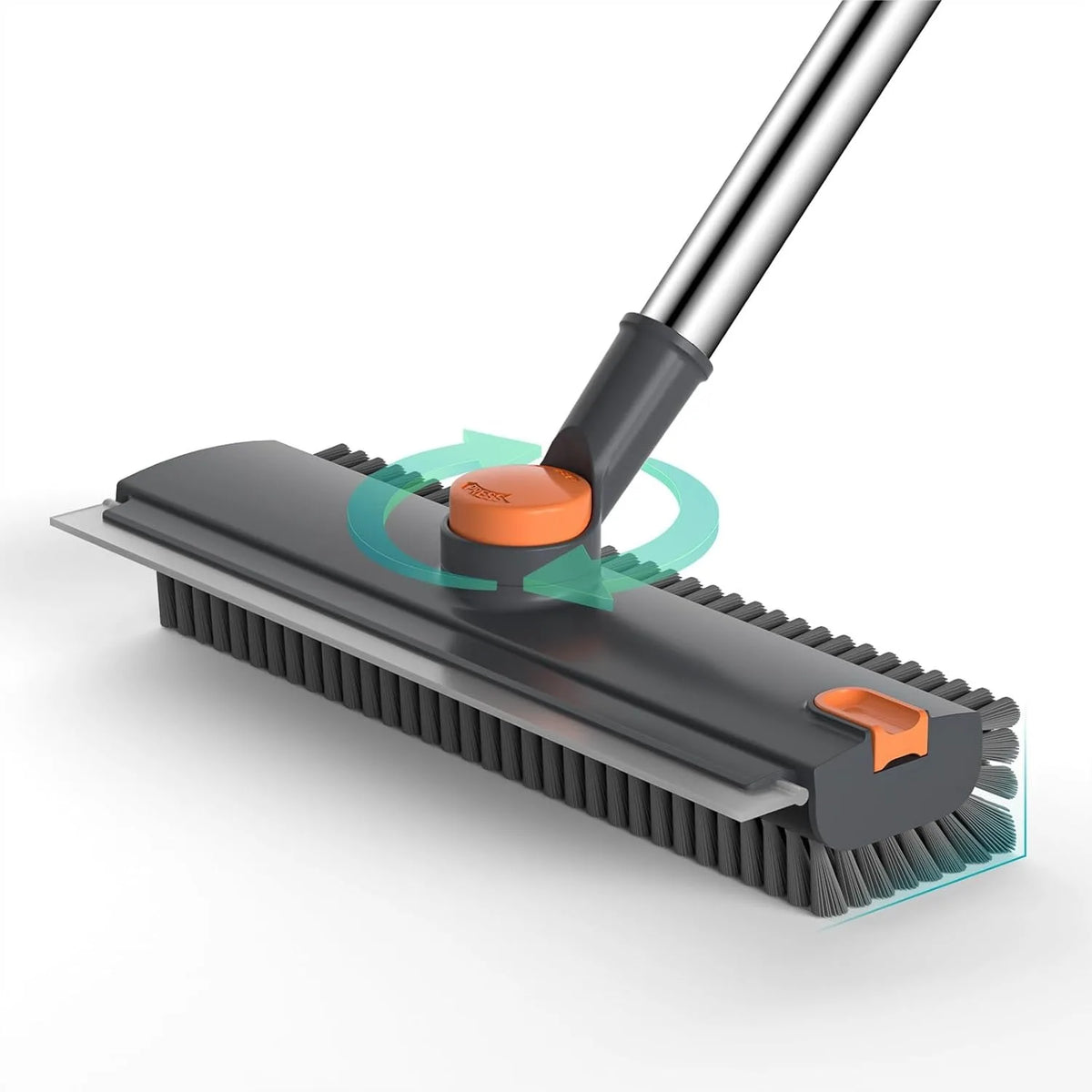 3-in-1 Floor Scrub Brush with Long Handle Adjustable, Heavy-Duty Stiff Bristle Scrubber with Squeegee for Bathroom Kitchen Tile