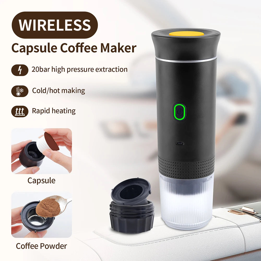Wireless 3-in-1 Travel Espresso Maker
Enjoy fresh espresso on the go. This portable, electric coffee machine brews capsules or grounds anywhere, making it the perfect companion for road trips, camping, and everyday use.
