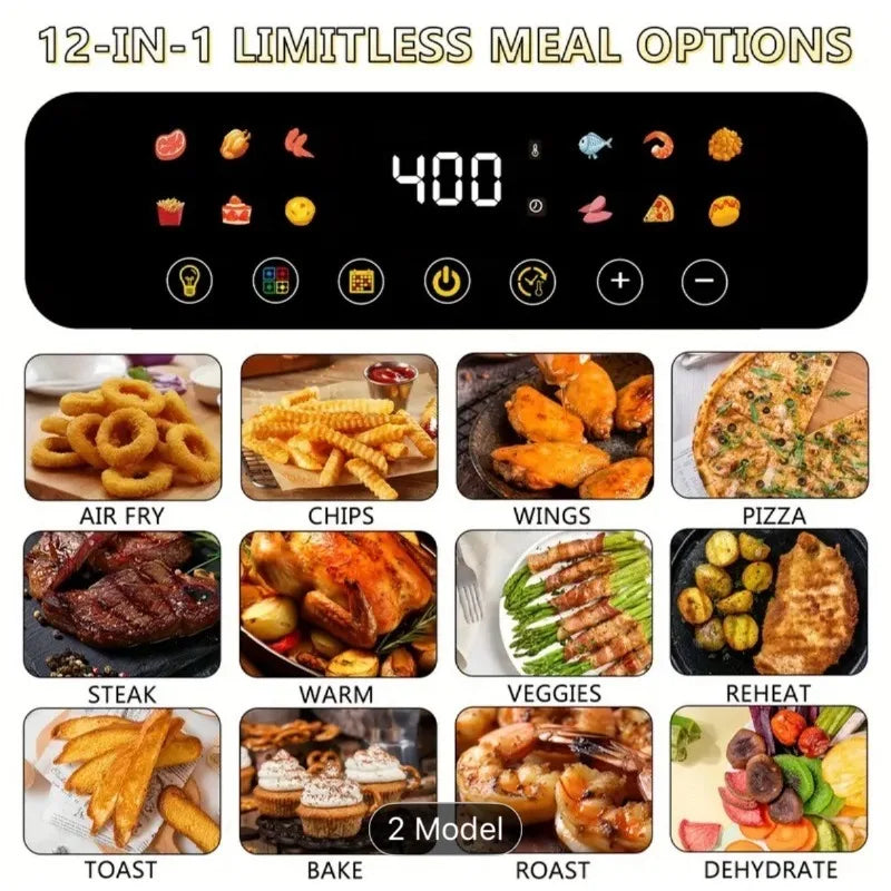 Large Capacity Air Fryer with Visual Window, Fully Automatic, Safe Anti-Scald Handle for Healthy Cooking.