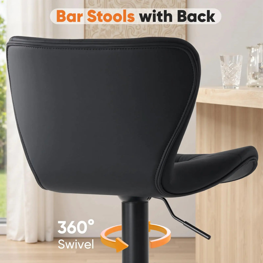 JHK Faux Leather Swivel Dining Chairs (Set of 2)