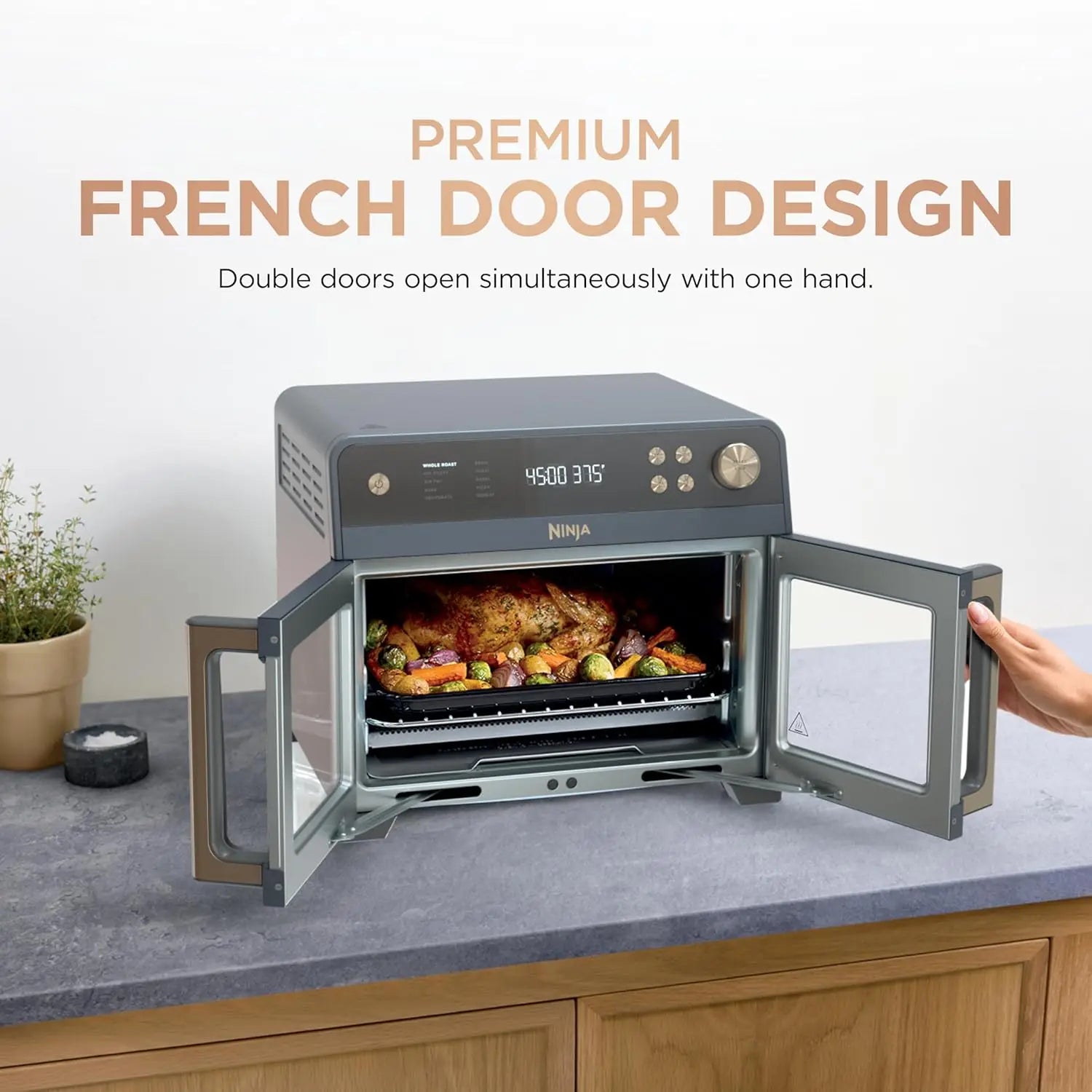 10-in-1 PFAS-Free Air Fryer Oven (20.3 Qt)
Your ultimate kitchen workhorse. Enjoy a family-sized 20.3-quart capacity, safe PFAS-free accessories, and 10 cooking functions in one sleek appliance. Fully dishwasher-safe.