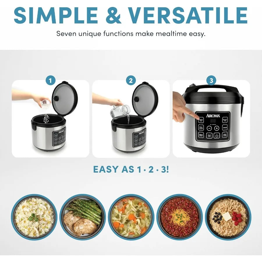 20-Cup Digital Rice & Slow Cooker (Stainless Steel)
Master your meal prep. This large-capacity digital cooker flawlessly prepares massive batches of rice, steams proteins, and slow-cooks hearty meals all in one sleek stainless steel appliance.