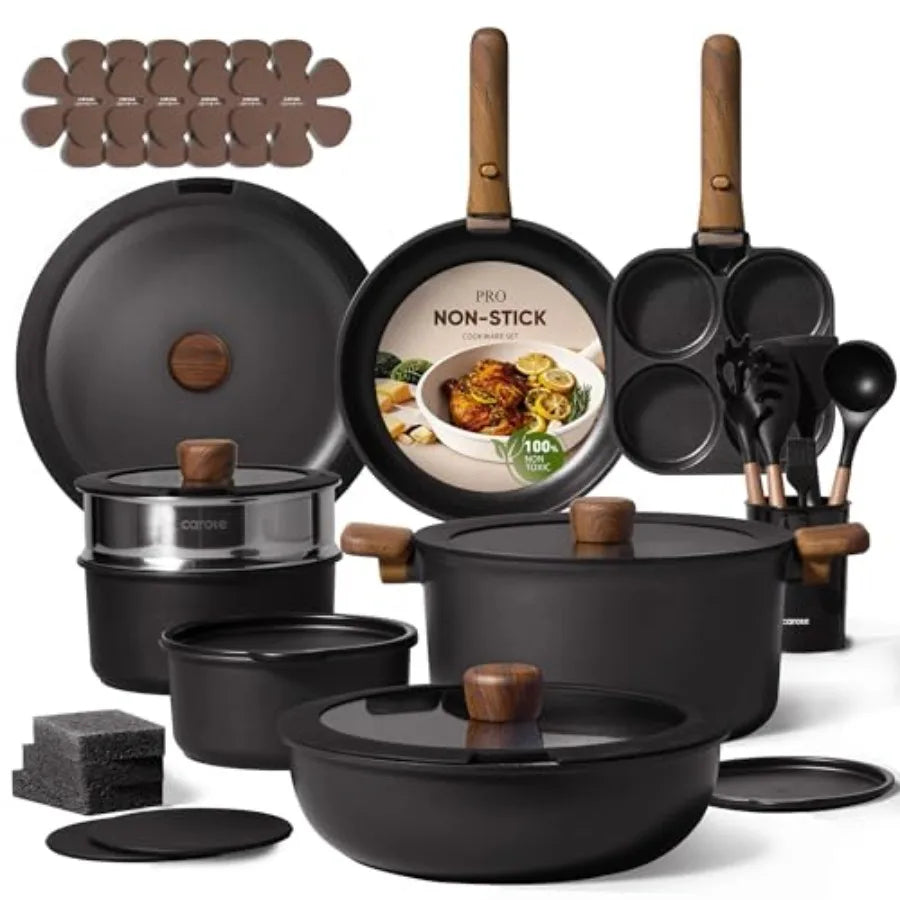 Nonstick Cookware Set – Detachable Handles, Induction Compatible, Oven & Dishwasher Safe