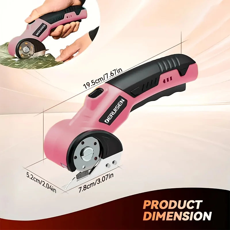 USB Rechargeable Electric Scissors – Cordless Cutter with Safety Lock for Fabric, Leather & Cardboard